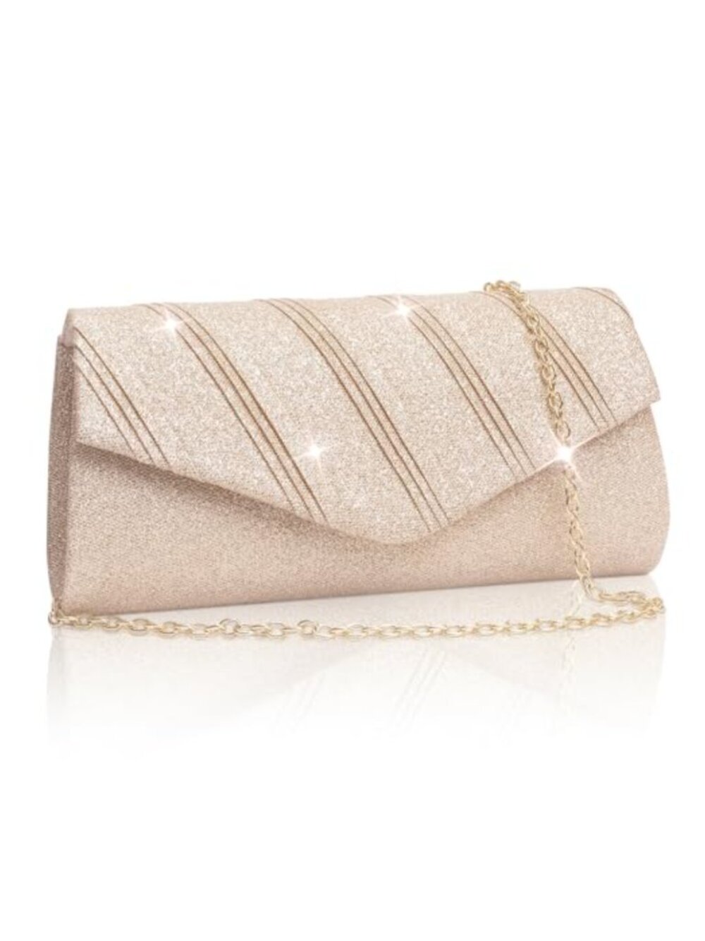 Glitter Envelope Clutch Purses Formal Evening Handbag Detachable Chain Strap